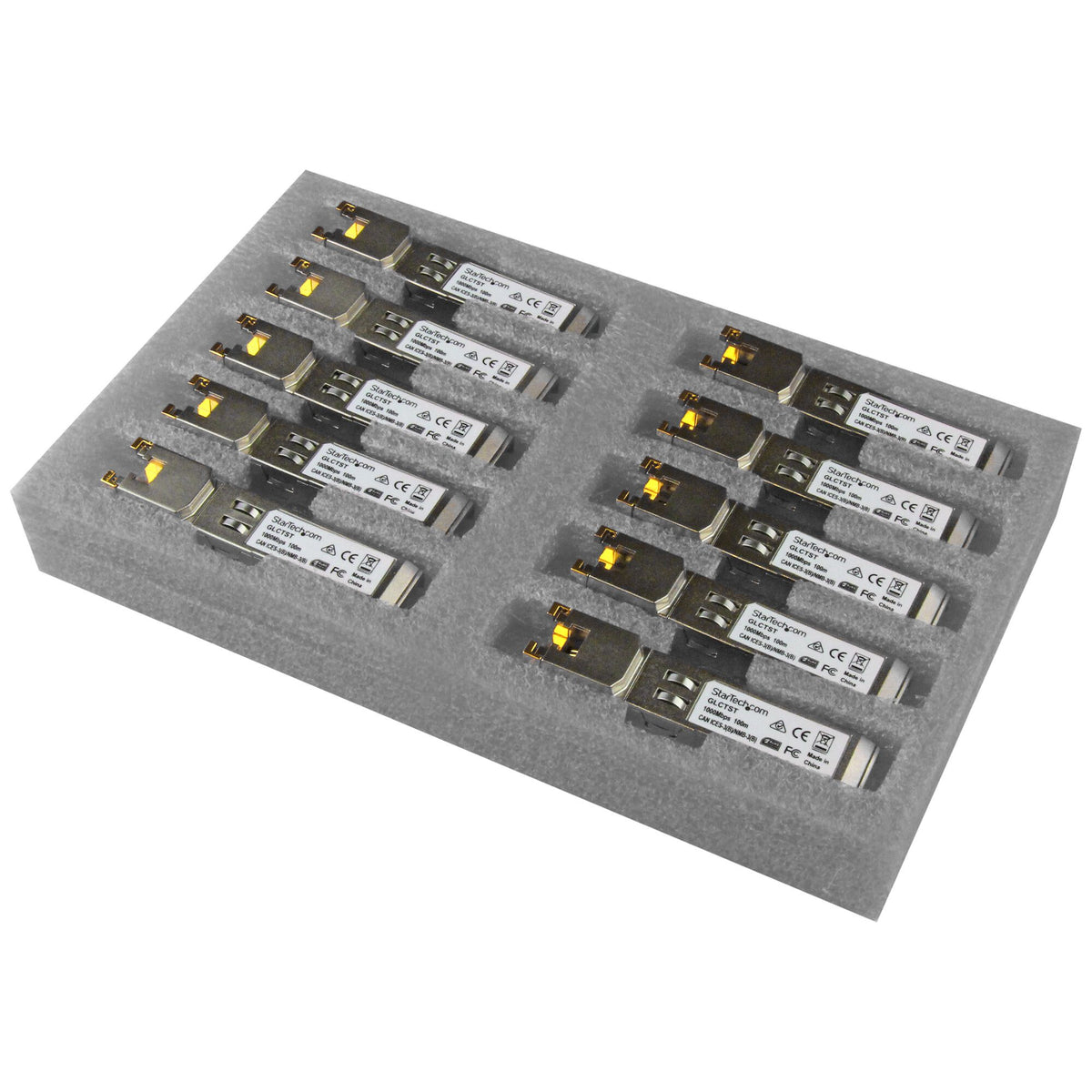 StarTech Cisco GLC-T Compatible SFP Transceiver Module - 1000BASE-T - 10 Pack~Cisco GLC-T Compatible SFP Module (10 Pack) - 1000BASE-T - SFP to RJ45 Cat6/Cat5e - 1GE Gigabit Ethernet SFP - RJ-45 100m - Cisco Firepower, ASR920, IE2000