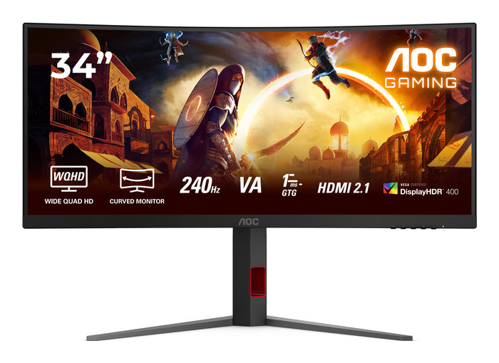 AOC G4 CU34G4Z 34" Wide Quad HD Curved Gaming Monitor | 3440 x 1440 240Hz 1ms HDMI DP