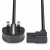 Lindy 1m UK 3 Pin Plug to Right Angled IEC C13 Mains Power Cable, Black