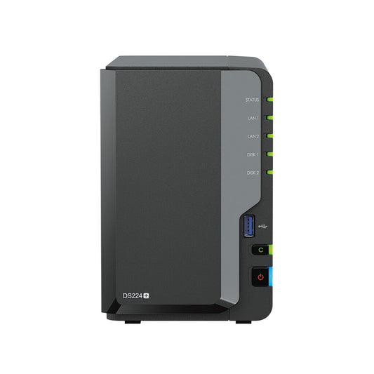 Synology DiskStation DS224+ Desktop NAS with 2 x 12TB HAT3310 Drives | 2-bay, HDD & SSD, Intel Celeron CPU, 2 GB GB RAM, 2 x LAN Ports