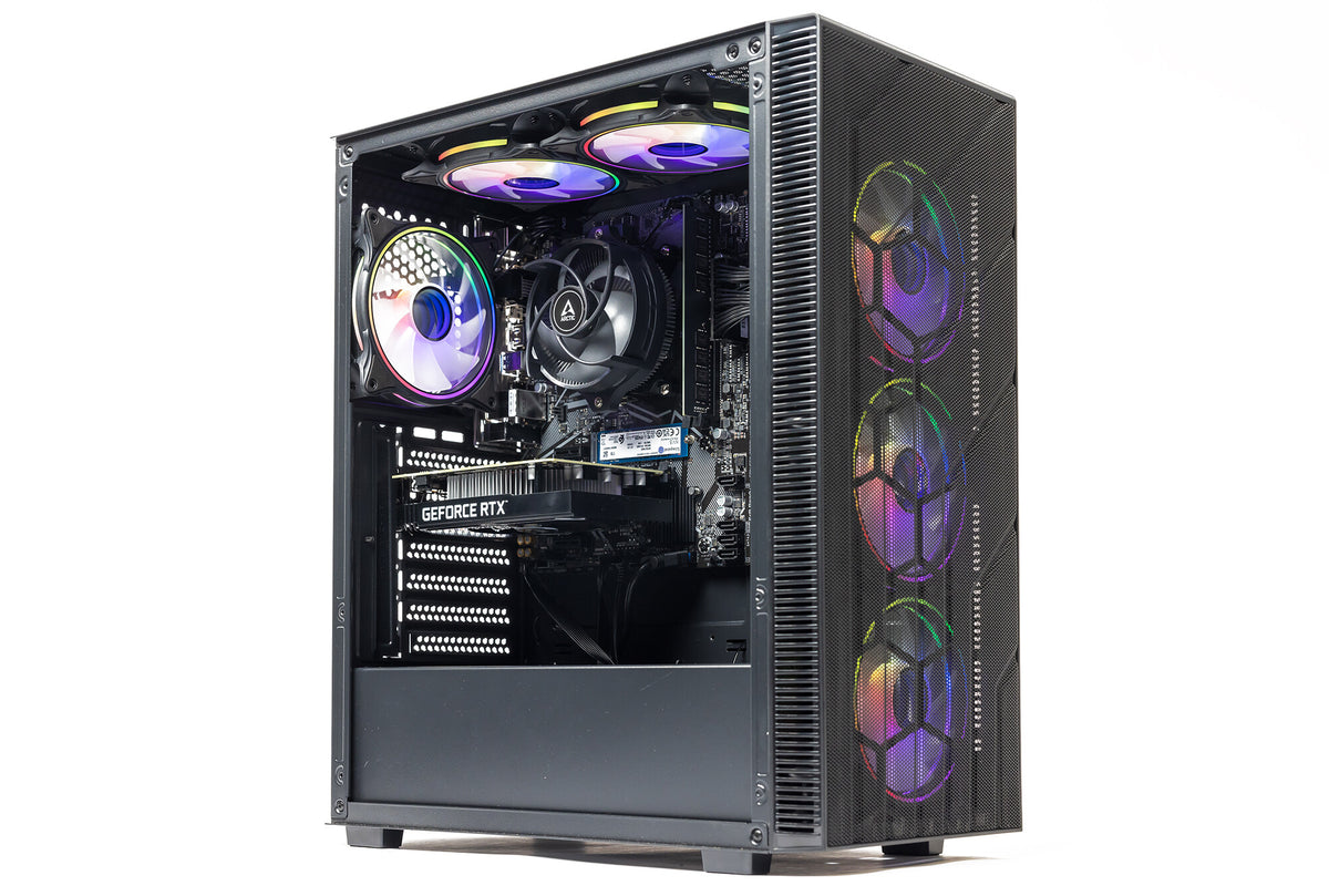 GTR Interceptor Gaming PC | AMD Ryzen 5500 | NVIDIA RTX 3050 6GB GDDR6 | 16GB DDR4 3200MHz RAM | 1TB NVMe SSD | 650W PSU | Windows 11 Home | ARGB Case | WiFi- Prebuilt Gaming Desktop | Custom Gaming PC