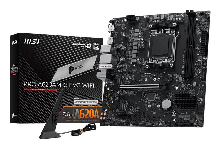 MSI Pro A620AM-G EVO WIFI mATX Motherboard | AM5 | 2x DDR5 Slots | Wi-Fi 6E