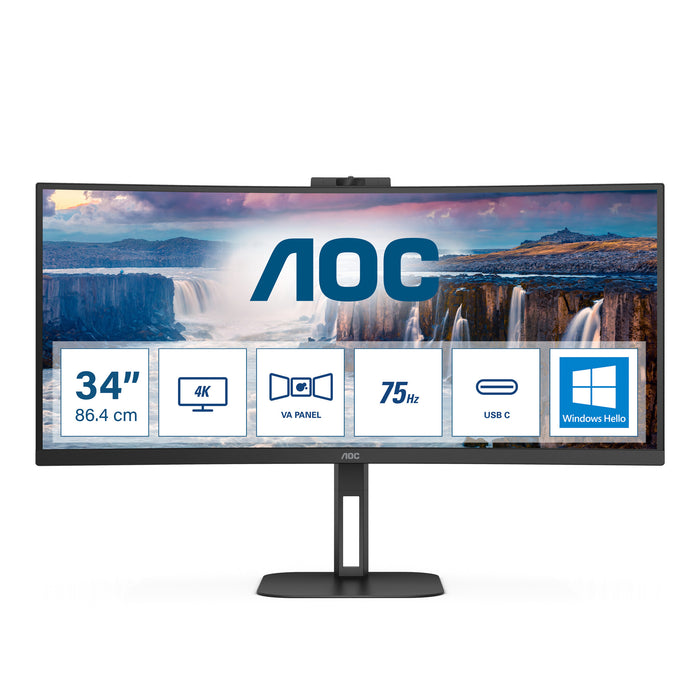 AOC V5 CU34V5CW 34" Wide Quad HD Curved Monitor | 3440 x 1440 100Hz 1ms USB-C HDMI DP