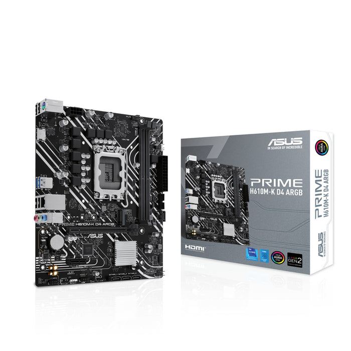 ASUS PRIME H610M-K D4 ARGB mATX Motherboard | LGA1700 | 2x DDR4 Slots