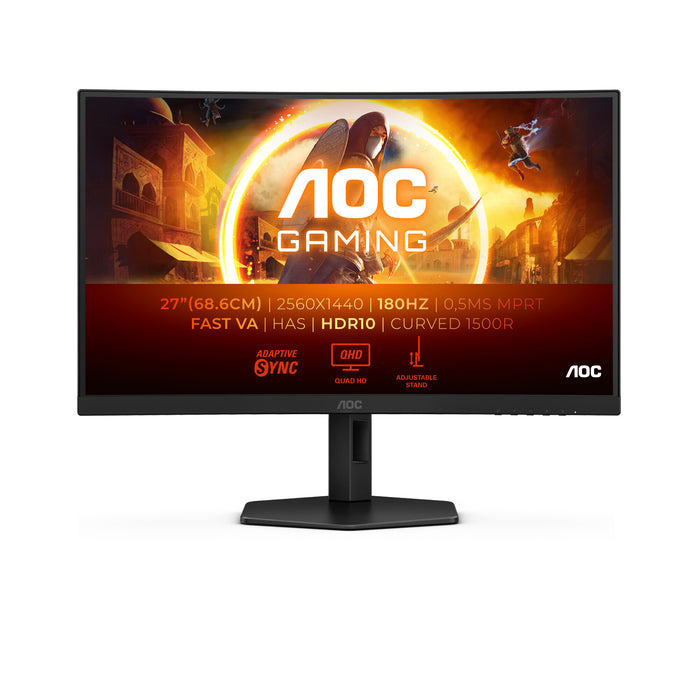 AOC G4 CQ27G4X 27" Quad HD Curved Gaming Monitor | 2560 x 1440 180Hz HDMI DP