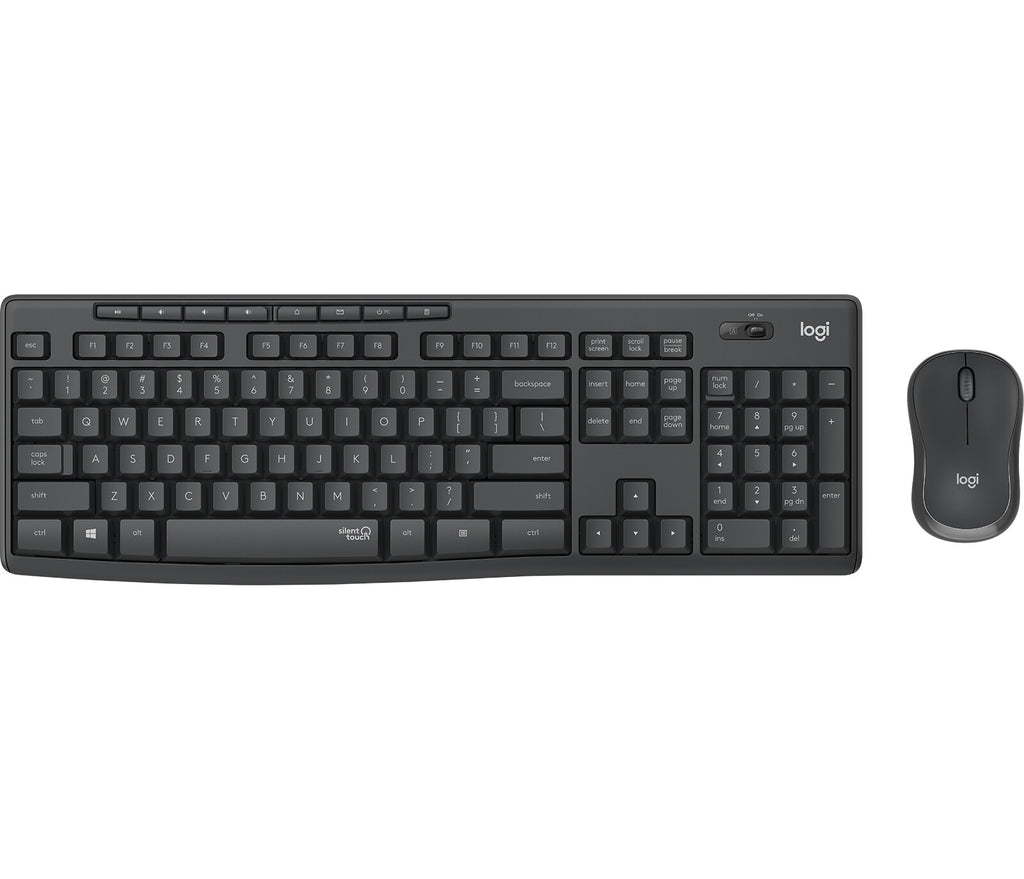 MK295 Silent Wireless Combo Keyboard Wireless QWERTY Graphite Mouse Included