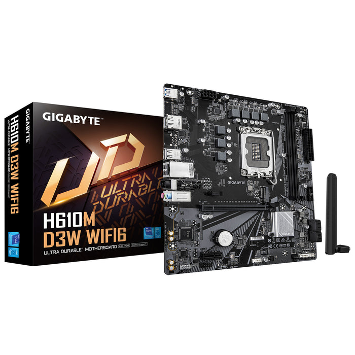 Gigabyte H610M D3W WIFI6 mATX Motherboard | LGA1700 | 2x DDR5 Slots | Wi-Fi 6