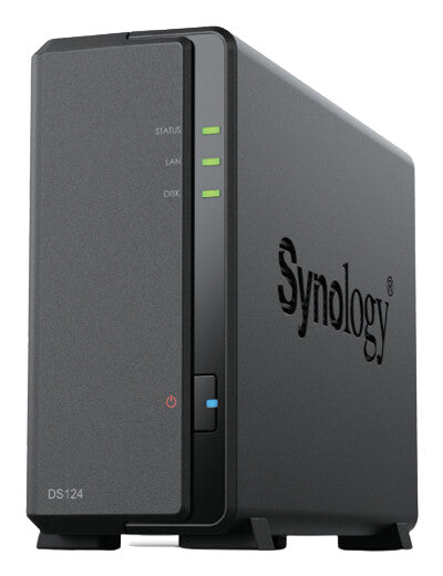 Synology DiskStation DS124 + 1 x HAT3300 12TB Desktop NAS | 1-bay, HDD & SSD, Realtek CPU, 1 GB GB RAM, 1 x LAN Ports