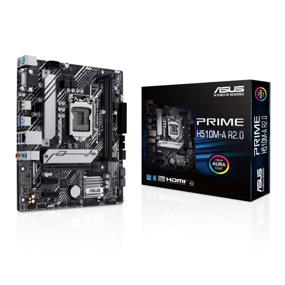 ASUS PRIME H510M-A R2.0 micro ATX Intel Motherboard | LGA1200 Socket - 2 x DDR4 Memory Slots