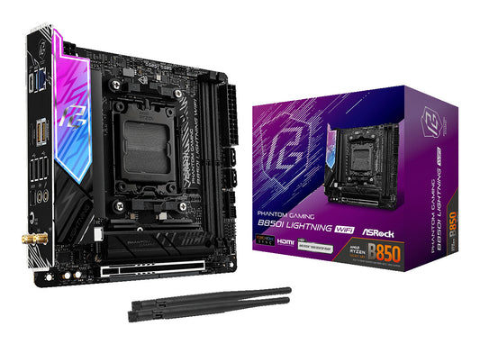 Asrock Phantom Gaming B850I Lightning WiFi mini ITX AMD Motherboard | AM5 Socket - 2 x DDR5 Memory Slots