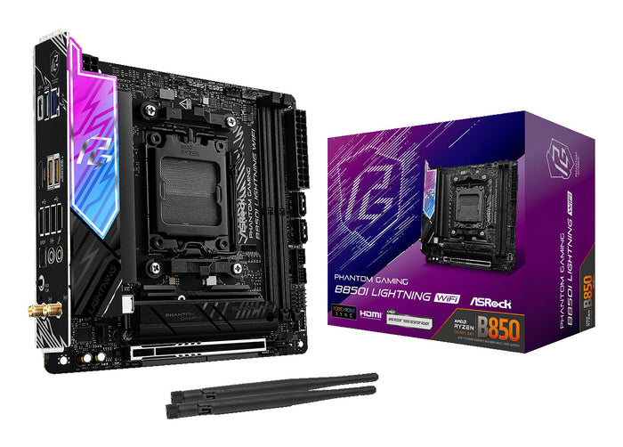Asrock Phantom Gaming B850I Lightning WiFi Mini-ITX Motherboard | AM5 | 2x DDR5 Slots | Wi-Fi 6E