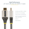 StarTech.com 20in (50cm) HDMI 2.1 Cable 8K - Certified Ultra High Speed HDMI Cable 48Gbps - 8K 60Hz/4K 120Hz HDR10+ eARC - Ultra HD 8K HDMI Cord - Monitor/TV/Display - Flexible TPE Jacket