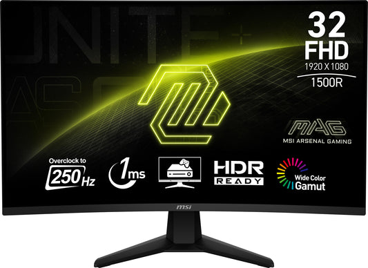 MSI MAG 32C6X 32" Full HD Curved Gaming Monitor | 1920 x 1080 180Hz 1ms USB-C HDMI DP