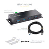 StarTech.com 4-Port Industrial USB 3.0 5Gbps Hub - Rugged USB Hub w/ ESD and Surge Protection - DIN/Wall/Desk Mountable USB-A Hub - USB Expander w/Locking Ports, Heavy Duty