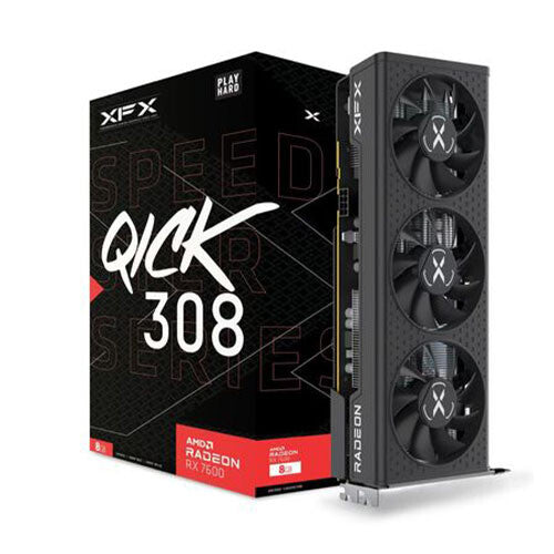 XFX Radeon RX 7600 8 GB GDDR6 Graphics Card | PCIe 4.0 | 3 x DP and 1 x HDMI | Active Cooling