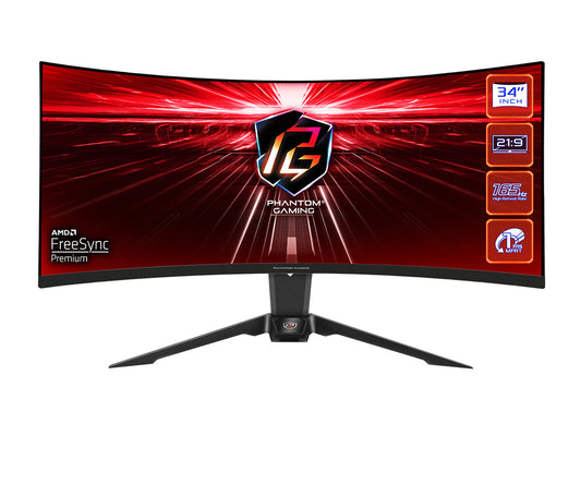 Asrock PG34WQ15R2B 34" UltraWide Quad HD Curved Gaming Monitor | 3440 x 1440 165Hz 1ms HDMI DP