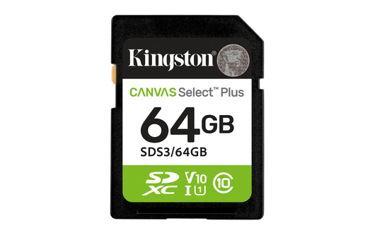 Kingston Technology 64GB SDXC Canvas Select Plus Gen3 100MB/s C10 UHS-I U1 V10