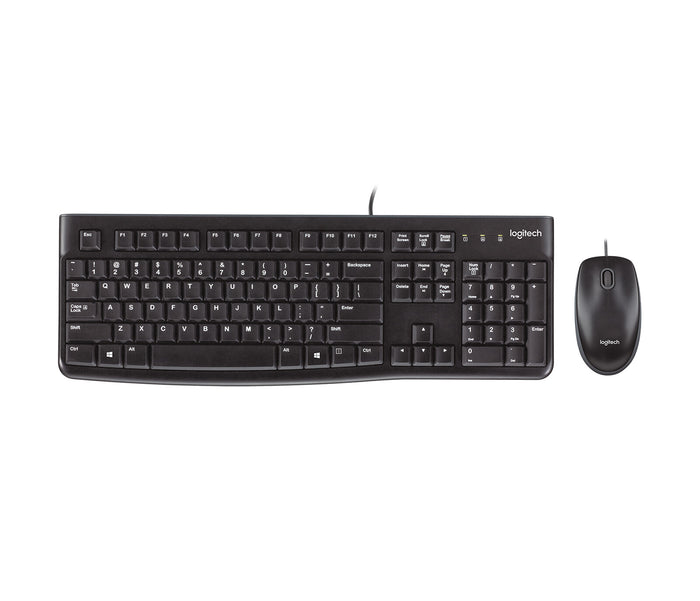 Logitech Desktop MK120 Keyboard | Wired, QWERTY, Black, Mouse Included