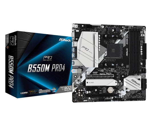 Asrock B550M Pro4 micro ATX AMD Motherboard | AM4 Socket - 4 x DDR4 Memory Slots
