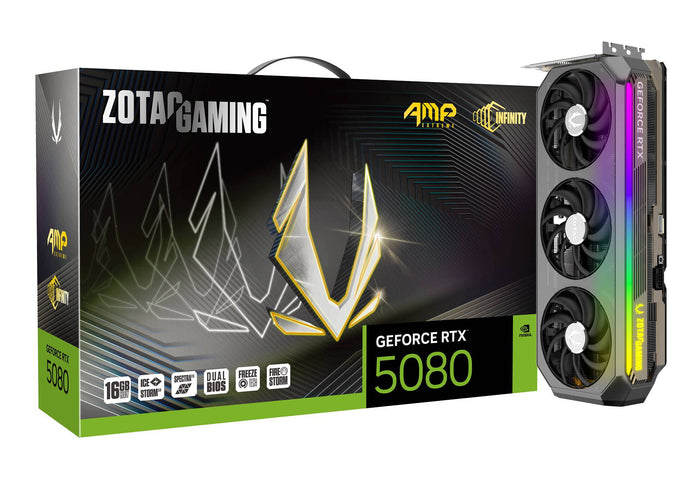 Zotac GeForce RTX 5080 16 GB GDDR7 Overclocked Graphics Card | PCIe 5.0 x16 | 3 x DP and 1 x HDMI | Active Cooling
