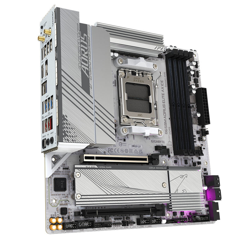 Gigabyte B650M AORUS ELITE AX ICE motherboard showcasing PCIe 5.0 x16 slot