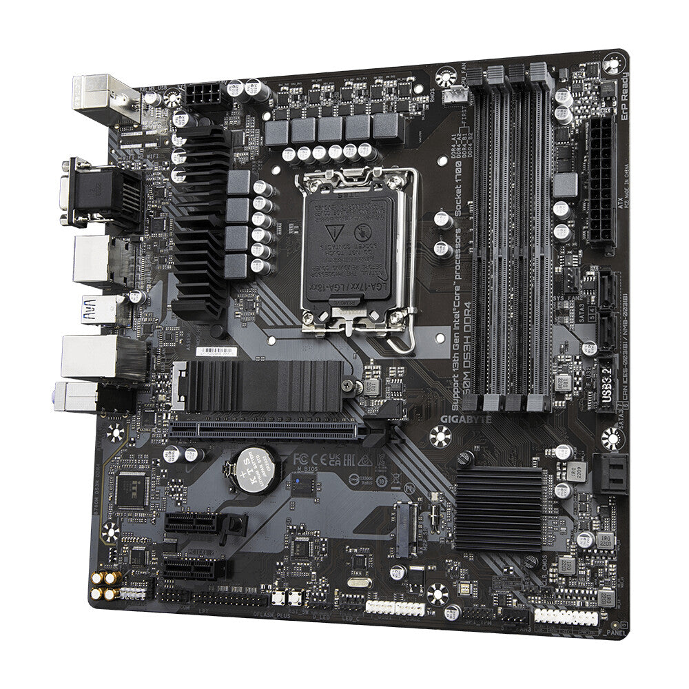 Gigabyte B760M DS3H DDR4 motherboard top view with LGA 1700 socket