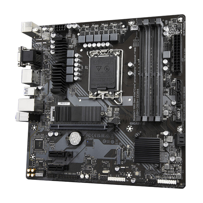 Gigabyte B760M DS3H DDR4 motherboard top view with LGA 1700 socket