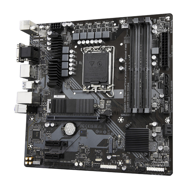 Gigabyte B760M DS3H DDR4 motherboard top view with LGA 1700 socket