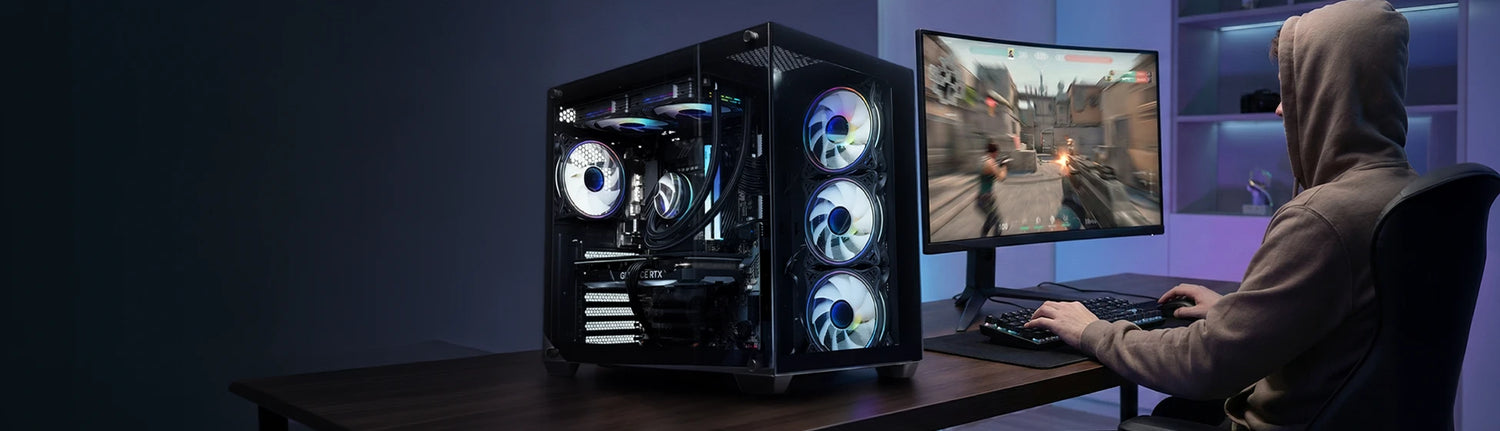 Gamer playing on GTR gaming Pc