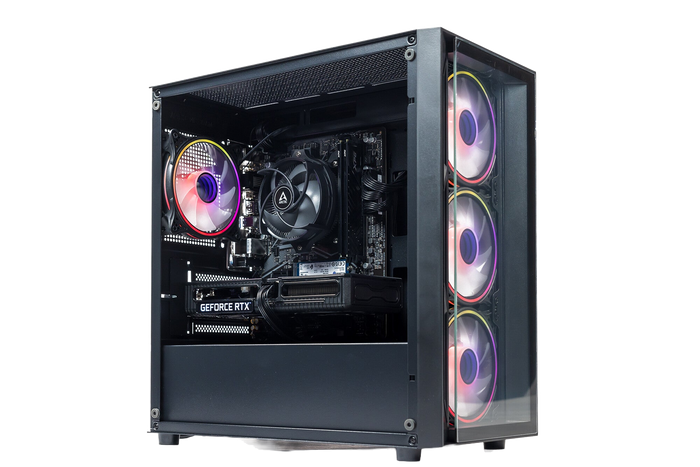 GTR Gaming PC | AMD Ryzen 5 5500, RTX 5060 8GB, 16GB DDR4 3600MHz, 1TB SSD, 600W 80+ Bronze PSU, ARGB Glass-Black Case, WiFi, Windows 11 Home | Prebuilt Gaming Desktop PC