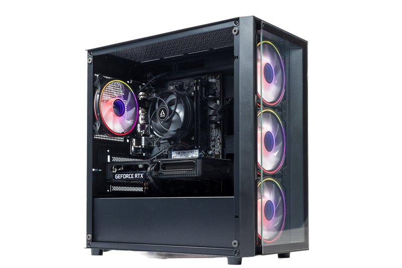 GTR Gaming PC | AMD Ryzen 5 5500, RTX 5060 8GB, 16GB DDR4 3600MHz, 1TB SSD, 600W 80+ Bronze PSU, ARGB Glass-Black Case, WiFi, Windows 11 Home | Prebuilt Gaming Desktop PC