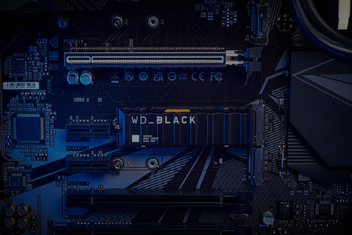 Top view of motherboard with Western Digital cheap (WD_Black) attached to it