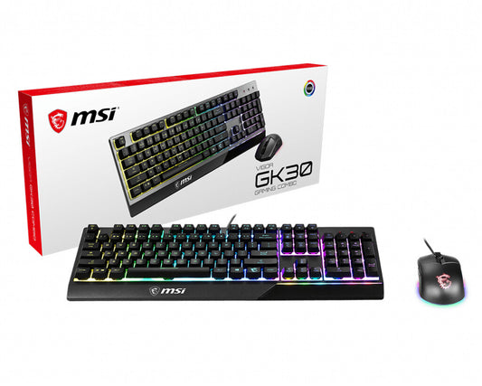 MSI VIGOR GK30 COMBO RGB Mechanical Gaming Keyboard | QWERTY, Full-size (100%), Black, Backlit, Mouse Included