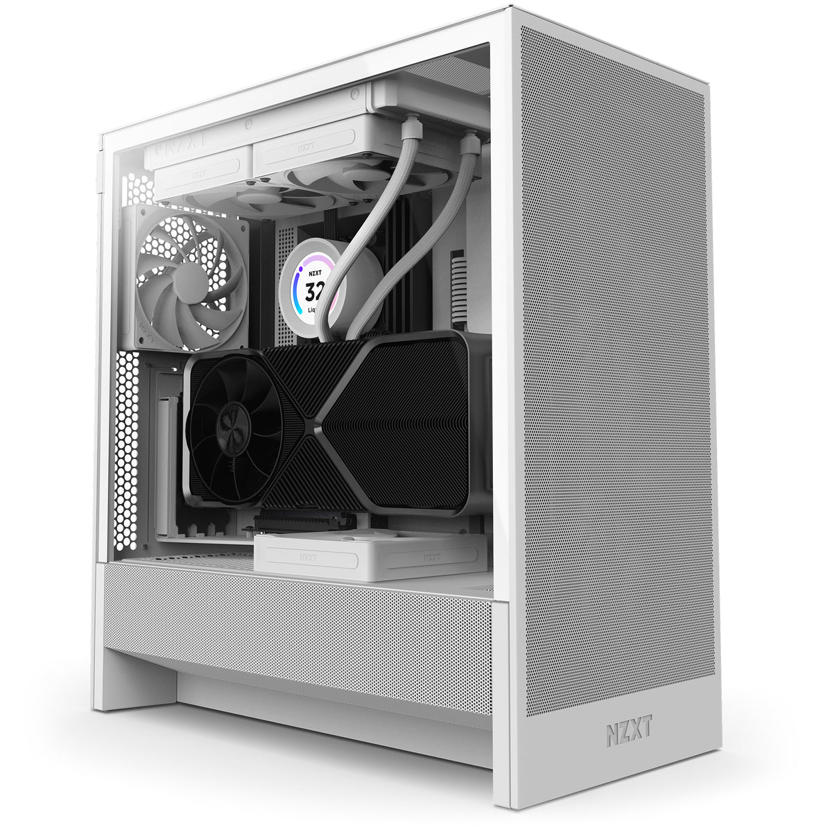 NZXT H5 Flow Midi Tower PC Case White | Liquid Cooling Support