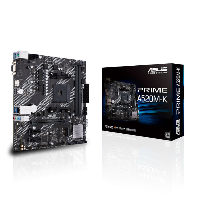 ASUS PRIME A520M-K mATX Motherboard | AM4 | 2x DDR4 Slots