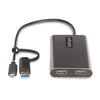 StarTech.com USB-C to Dual-HDMI Adapter - USB-C or A to 2x HDMI - 4K 60Hz - 100W Power Delivery Pass-Through - 1ft (30cm) Built-in Cable - USB to HDMI Multi-Monitor Converter for Laptop