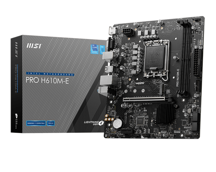 MSI PRO H610M-E micro ATX Intel Motherboard | LGA1700 Socket - 4 x DDR5 Memory Slots