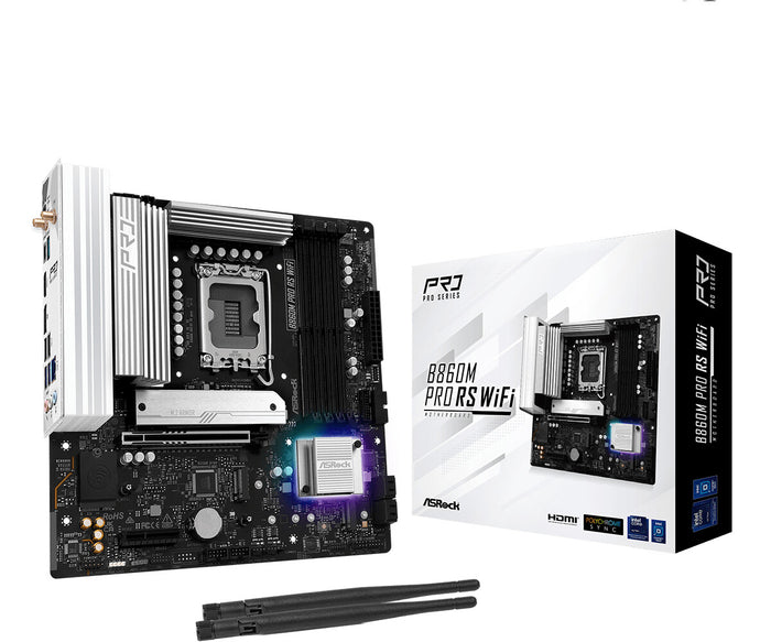 Asrock B860M Pro RS WiFi mATX Motherboard | LGA1851 | 4x DDR5 Slots | Wi-Fi 6E