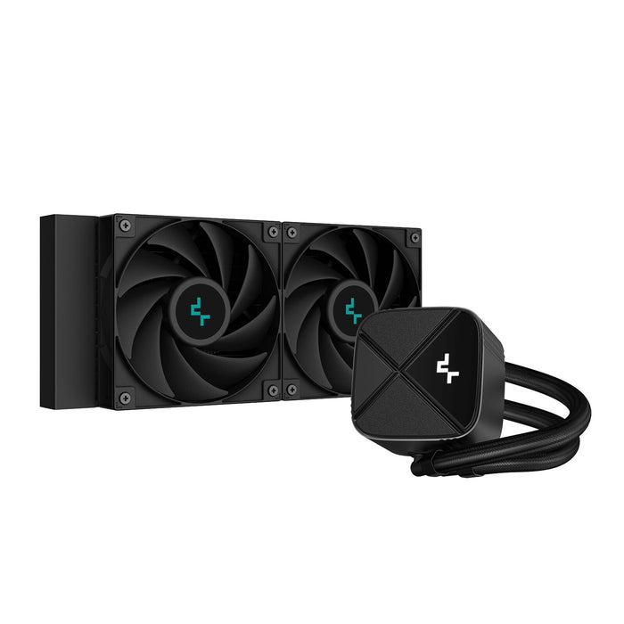 DeepCool LS520S Zero Dark All In One Liquid CPU Cooler, 240mm Radiator, ARGB LED Lighting, 2x FC120 A-RGB PWM Fans, Intel/AMD