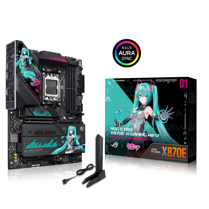 ASUS ROG STRIX X870E-H GAMING WIFI7 HATSUNE MIKU EDITION ATX Motherboard | AM5 | 4x DDR5 Slots | Wi-Fi 7
