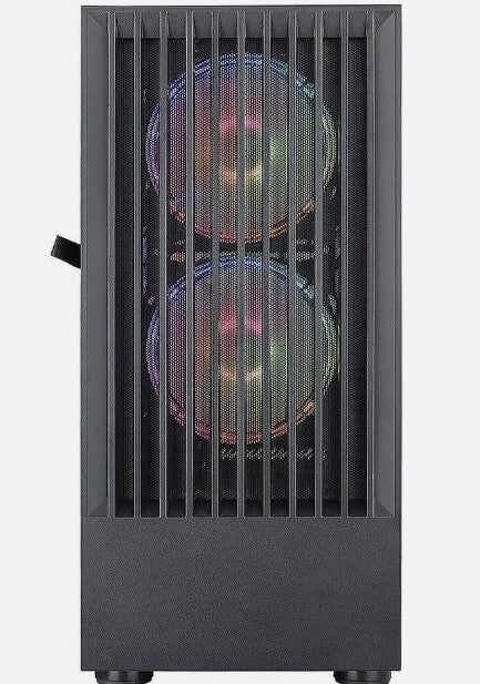 Front view of GTR Trinity gaming PC with ARGB lighting

