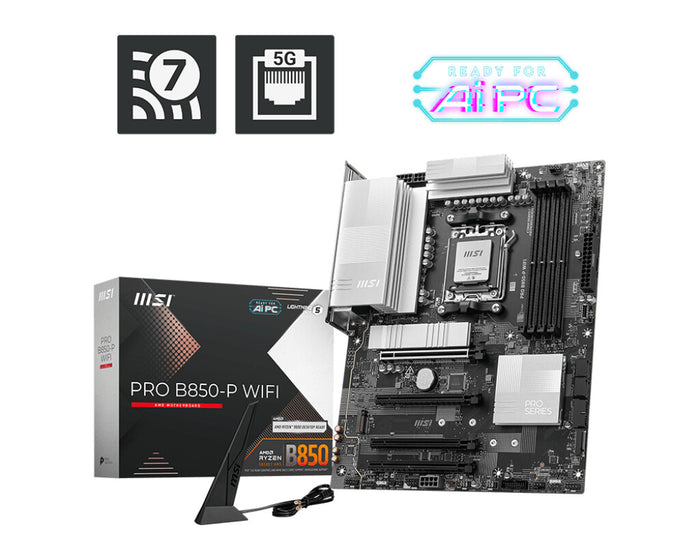MSI PRO B850-P WIFI ATX Motherboard | AM5 | 4x DDR5 Slots | Wi-Fi 7