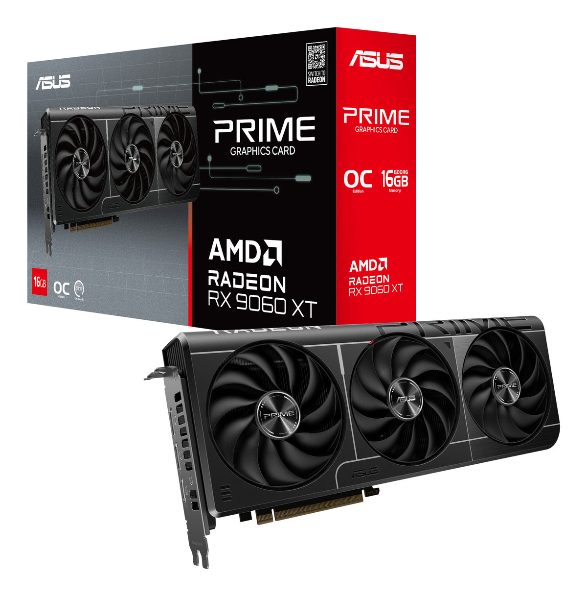 ASUS Radeon RX 9060 XT 16 GB GDDR6 Overclocked Graphics Card | PCIe 5.0 | 2 x DP and 1 x HDMI | Active Cooling