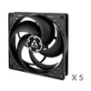 ARCTIC P14 Value Pack Case Fan | 5-Pack 140mm 1700 RPM 72.8 CFM Fluid Dynamic Bearing (FDB) Black