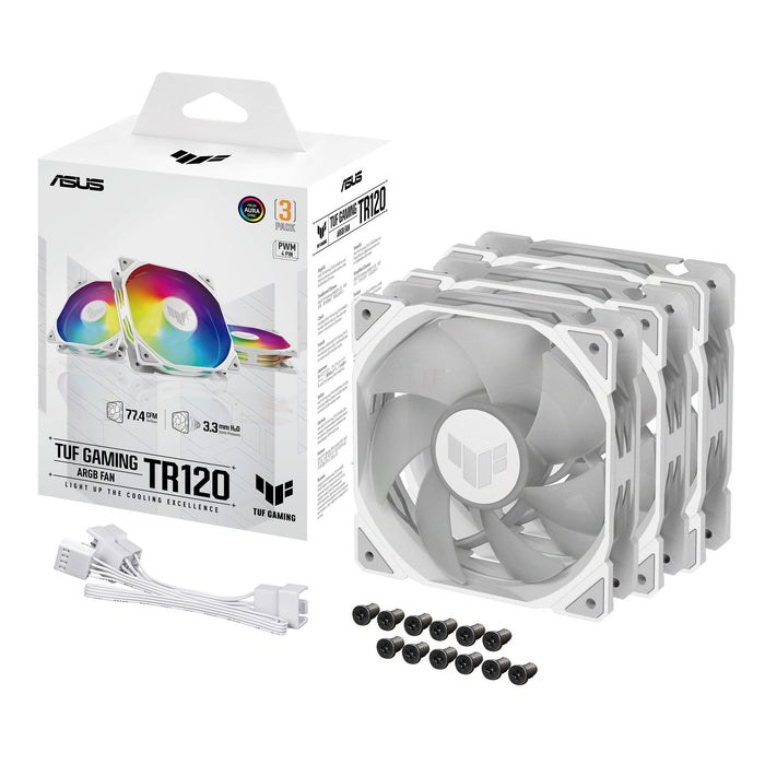 ASUS TUF GAMING TR120 ARGB 3IN1 White Cooler | 120mm 2000 RPM 77.4 CFM RGB Hydraulic Bearing White