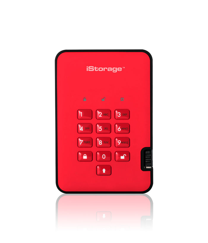 iStorage diskAshur2 128 GB Encrypted Portable SSD | USB 3.2 Gen 1 Red