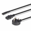 Lindy 2.5m UK 3 Pin Plug to IEC C13 & IEC C7 Splitter Extension Cable, Black