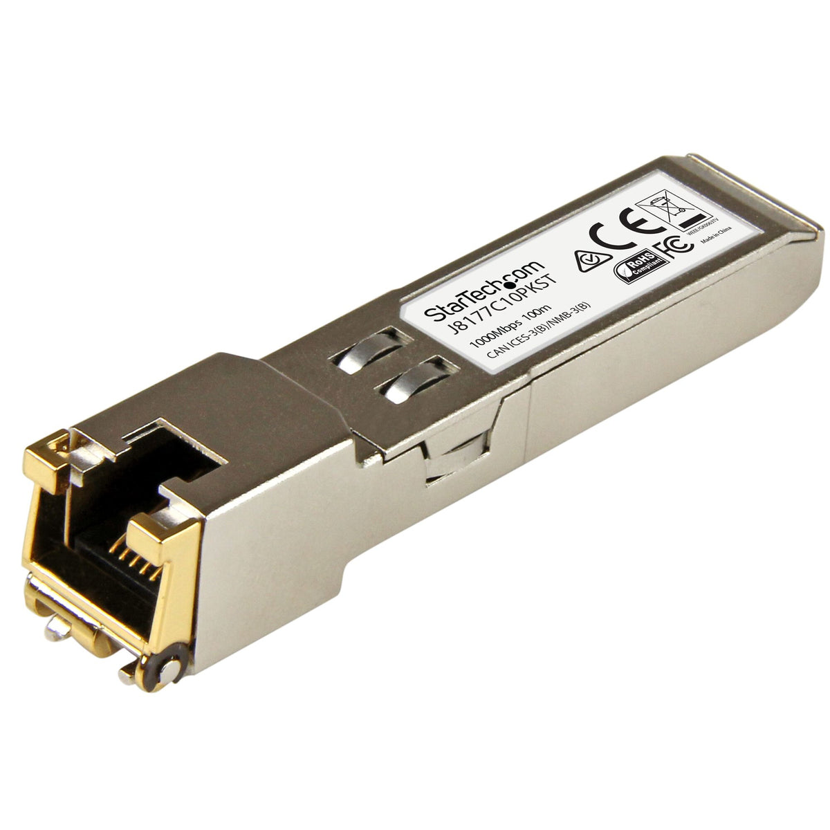 StarTech HP J8177C Compatible SFP Transceiver Module - 1000BASE-T - 10 Pack~10 pack HPE J8177C Compatible SFP Module - 1000BASE-T - SFP to RJ45 Cat6/Cat5e - 1GE Gigabit Ethernet SFP - RJ-45 100m - HPE 1810, 1820, 2530