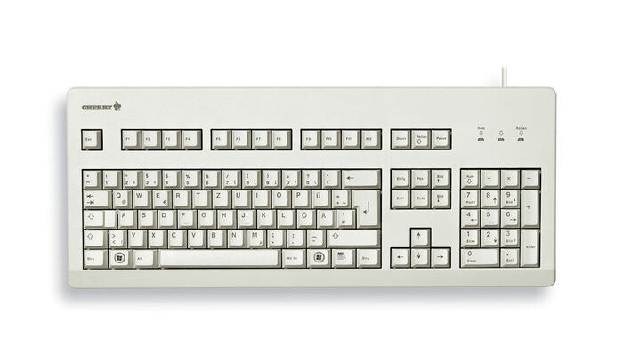 CHERRY G80-3000 BLACK SWITCH, Keyboard, Corded, Light Grey, USB/PS2 (QWERTY - UK) Mechanical Keyboard | Wired, QWERTY, Grey