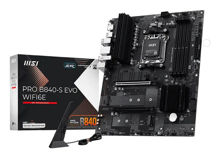MSI Pro B840-S EVO WIFI6E ATX Motherboard | AM5 | 4x DDR5 Slots | Wi-Fi 6E